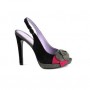 Chanel open toe in camoscio con fiore Cafe Noir