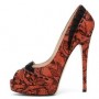 Decollete open toe con pizzo nero Casadei