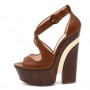 Sandalo con plateau e zeppa in legno Casadei