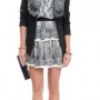 Abito in seta stampa pizzo e giacca con collo in ecopelliccia Pinko inverno 2012