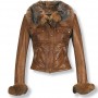 Giacca in pelle con polsini e collo in pelliccia Belstaff