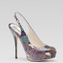 Sandalo in pitone multicolore viola Gucci