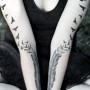 Foto tatuaggio piume e uccelli lungo le braccia