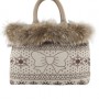 Borsa a mano in tessuto jacquard e pelliccia Fix design