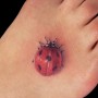 Tatuaggio coccinella 3D sul piede