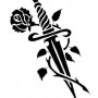 Disegno per tatuaggio pugnale con rosa