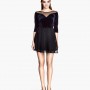 Abito da sera in velluto e chiffon HM inverno 2014 prezzo 19 95 euro