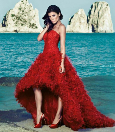 Abito da sposa rosso 2014 corto davanti lungo dietro