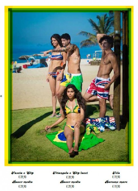 Costumi da bagno con bandiera inglese e brasiliana estate 2014 Yamamay