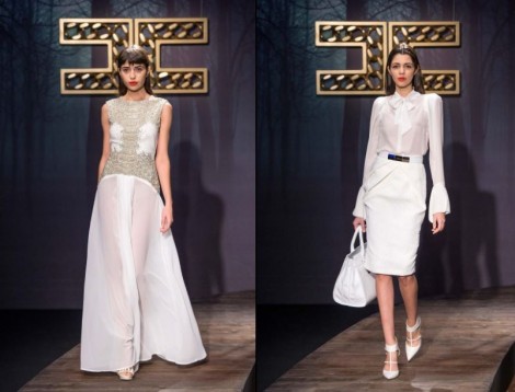 Abito lungo da sera e completo camicetta e pencil skirt Elisabetta Franchi