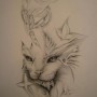 Disegno per tatuaggio gatto con farfalle