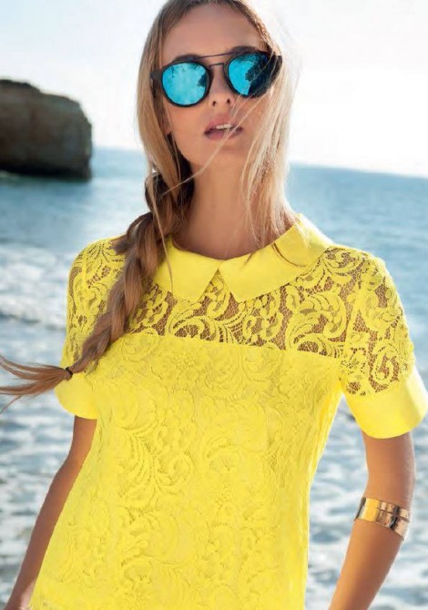 Maglia colorata in pizzo con colletto Nara Camicie estate 2015