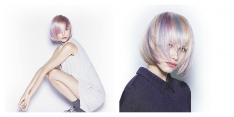Taglio capelli a caschetto medio corto sfumato di rosa e azzurro estate 2015