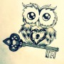 Immagine per tatuaggio gufo con chiave e lucchetto