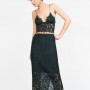 Sexy completino in pizzo con gonna longuette e top Zara Capodanno 2016 prezzo 69 90 euro