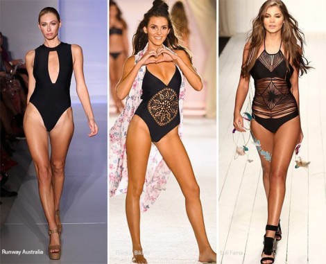 Costumi neri a tinta unita moda estate 2016