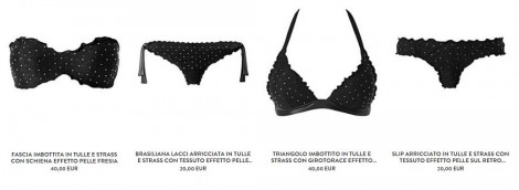 Costume da bagno con tessuto effetto similpelle tulle e strass Calzedonia estate 2016 mod Fresia