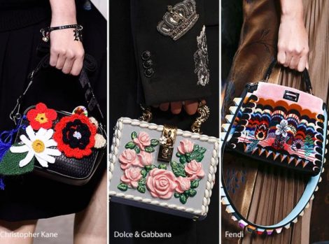 Moda Borse autunno inverno 2016 2017 fantasie e applicazioni floreali