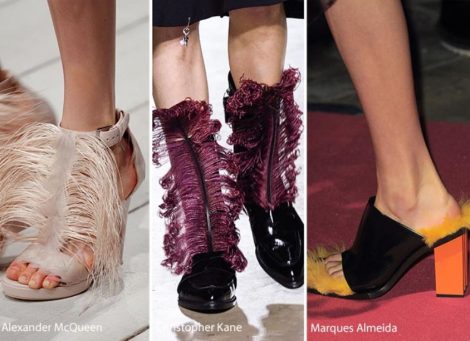 Scarpe e stivali con piume di Marabu moda inverno 2016 2017