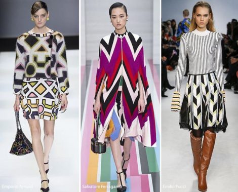 Stampe geometriche e optical Tendenze Moda inverno 2016 2017
