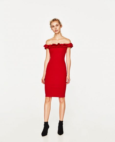 Abito tubino con volant Zara primavera estate 2017 prezzo 12 95 euro