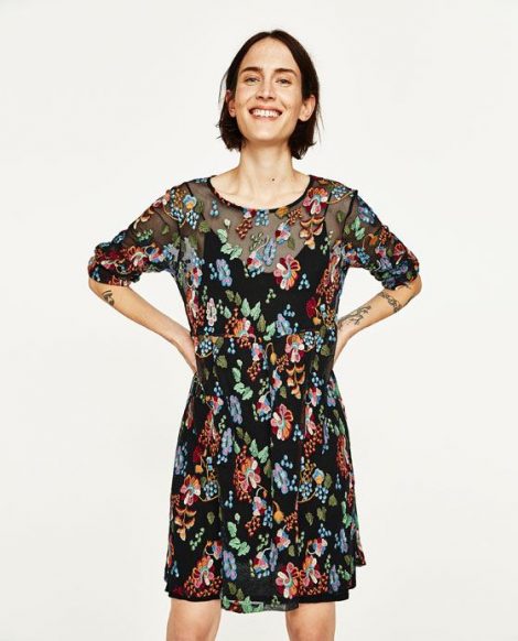 Vestito stampa floreale Zara primavera estate 2017 prezzo 59 95 euro