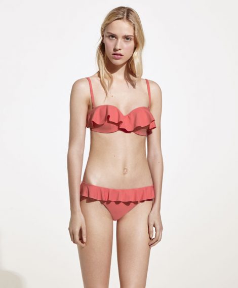 Costume con reggiseno a fascia con volant Oysho estate 2017