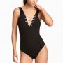 Costume intero con scollo a V e lacci estate 2017