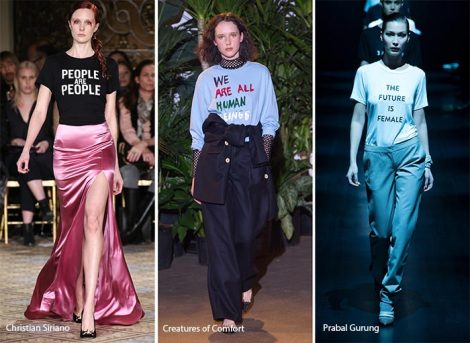 Abiti e Maglie con slogans tendenza moda autunno inverno 2017 2018