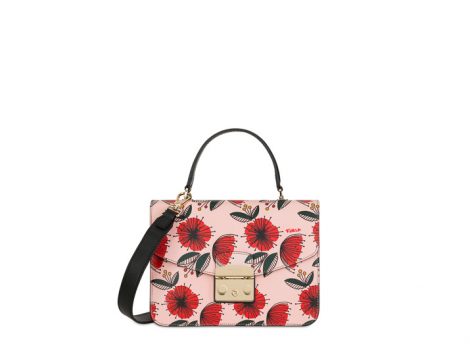 Borsa Furla Metropolis con papaveri rossi collezione autunno inverno 2017 2018