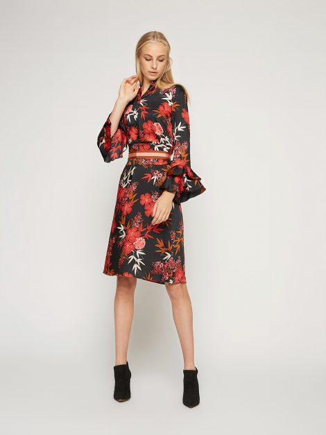 Abito Motivi fantasia floreale giapponese collezione autunno inverno 2017 2018