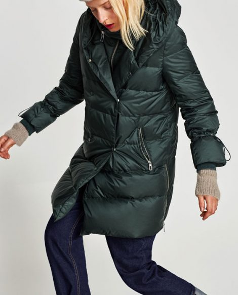 Piumino lungo ZARA inverno 2018 prezzo 79 95 euro
