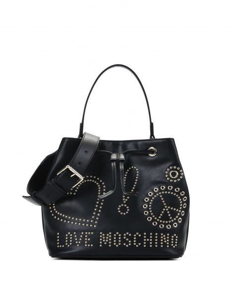 Borsa a secchiello con borchie Love Moschino primavera estate 2018 prezzo 190 euro