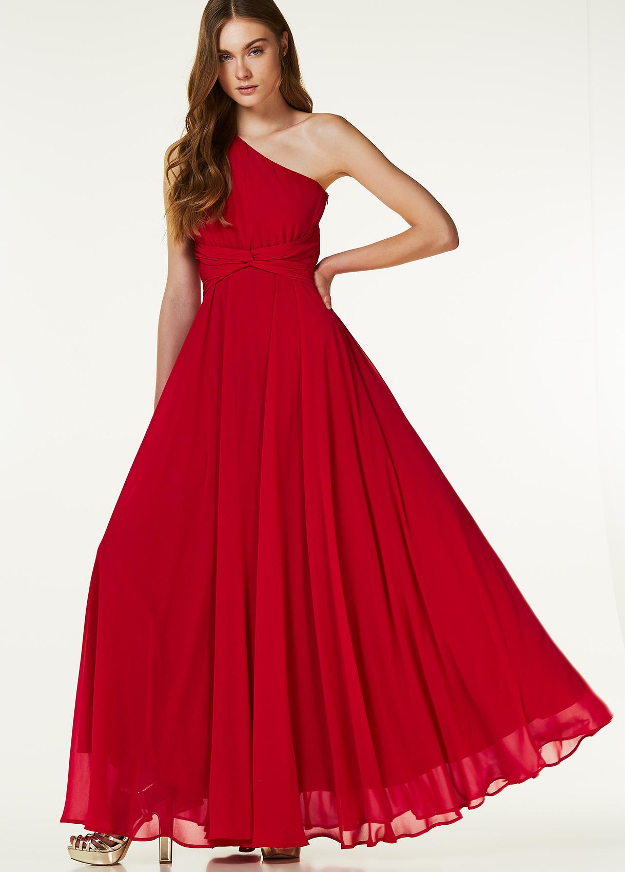 Bbonlinedress Maxi Abito Da Cocktail A Pieghe Monospalla Formale