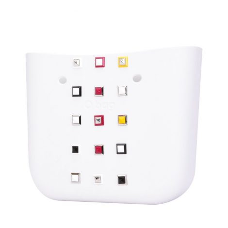Nuova scocca borsa O Bag con borchie primavera estate 2018 colore bianco