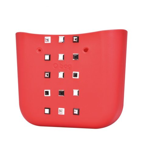 Nuova scocca borsa O Bag con borchie primavera estate 2018 colore rosso