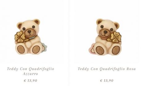 Bomboniere Battesimo Thun 2018 Teddy fiocco rosa e azzurro