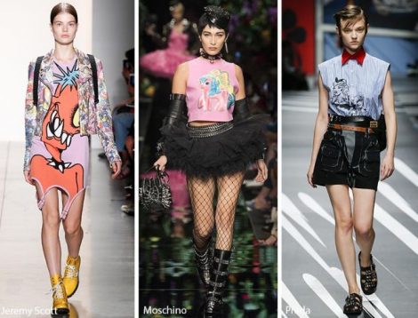 Stampe con personaggi cartoons moda abbigliamento primavera estate 2018