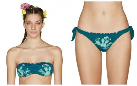 Costume da bagno con reggiseno a fascia stampa Cactus Benetton estate 2018