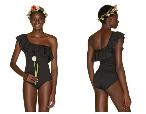 Costume intero monospalla con volant Benetton 2018
