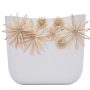 Nuova scocca borsa O Bag con fiori in rafia color latte