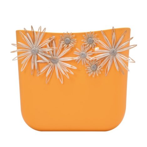Nuova scocca borsa O Bag estate 2018 con fiori in raffia colore Cedro