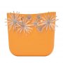Nuova scocca borsa O Bag estate 2018 con fiori in raffia colore Cedro