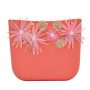 Nuova scocca borsa O Bag estate 2018 con fiori in rafia colore Coral