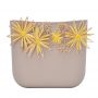 Nuova scocca borsa O Bag estate 2018 con fiori in rafia colore Sabbia
