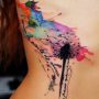 Immagine tatuaggio soffione colorato con scritte