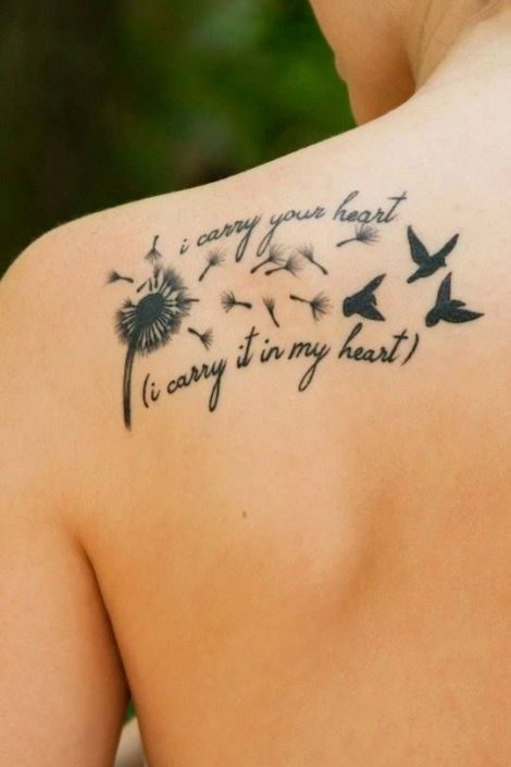 Immagine tatuaggio soffione con scritte