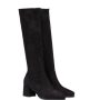 Stivali Prada tacco medio in camoscio elasticizzato inverno 2018 2019 prezzo 990 euro
