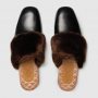 Slippers in pelle con bordo ecopelliccia Gucci uomo prezzo 650 euro inverno 2018 2019