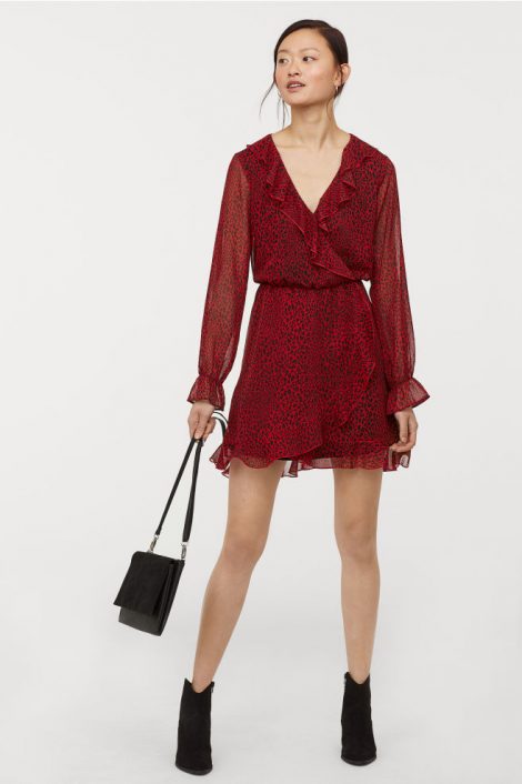 Abito rosso fantasia animalier HM Natale 2018 470x706 - H&#038;M Abiti economici Natale e Capodanno 2018 2019